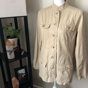 *KATE HILL* Tan Casual Button Down Coat Jacket Size Medium